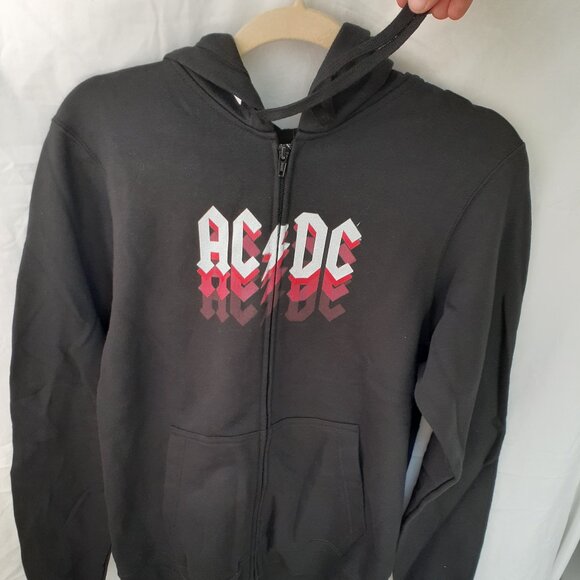 New Small AC/DC Logo Black Zip Hoodie - Picture 2 of 8